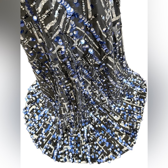 Zena Blue Sequin Deep V Mermaid Maxi Dress – Medium – NWT - Picture 9 of 12